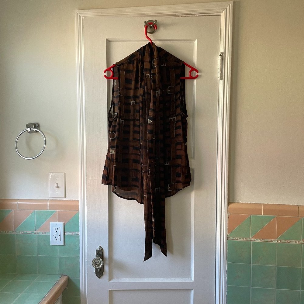 Ralph Lauren Buckle Print Blouse Sz L